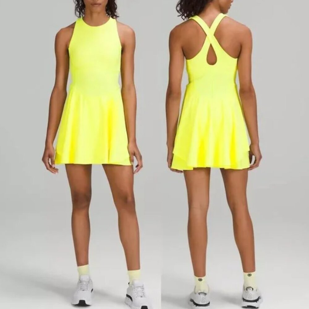 Lululemon Womens Court Crush Athletic Dress in Electric Lemon, sz 8 - Picture 3 of 12